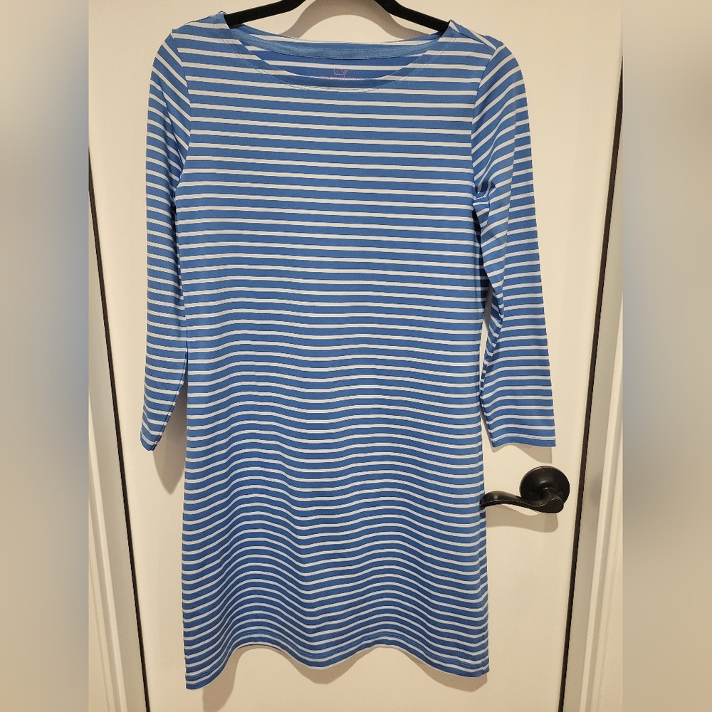 Vineyard Vines Striped Boatneck Blue and White Striped Dress
